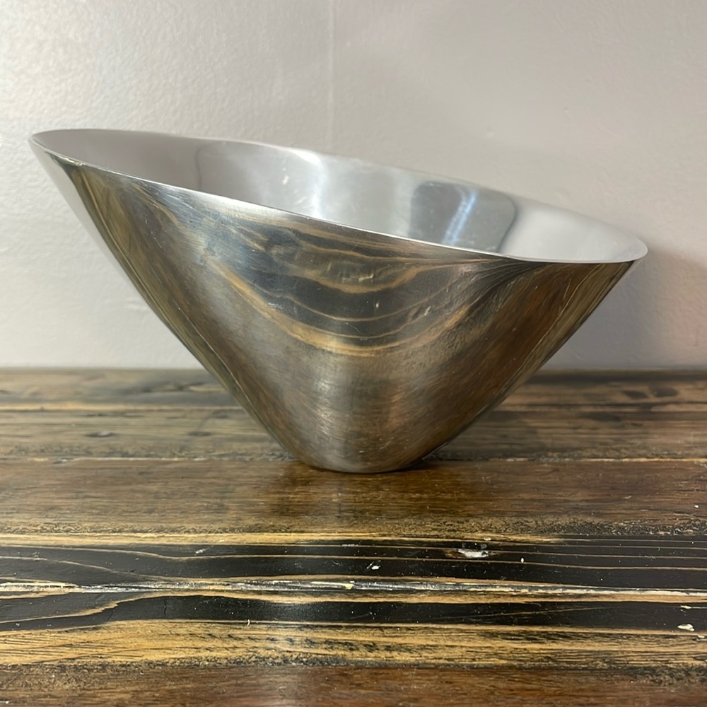 Wonky super heavy silver (I think this is stainless) bowl for fruit or dessert!